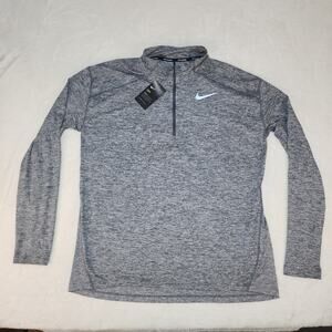 Nike Quarter Zip Long Sleeve Shirt Mens XL Gray Running Dri-Fit Logo NEW